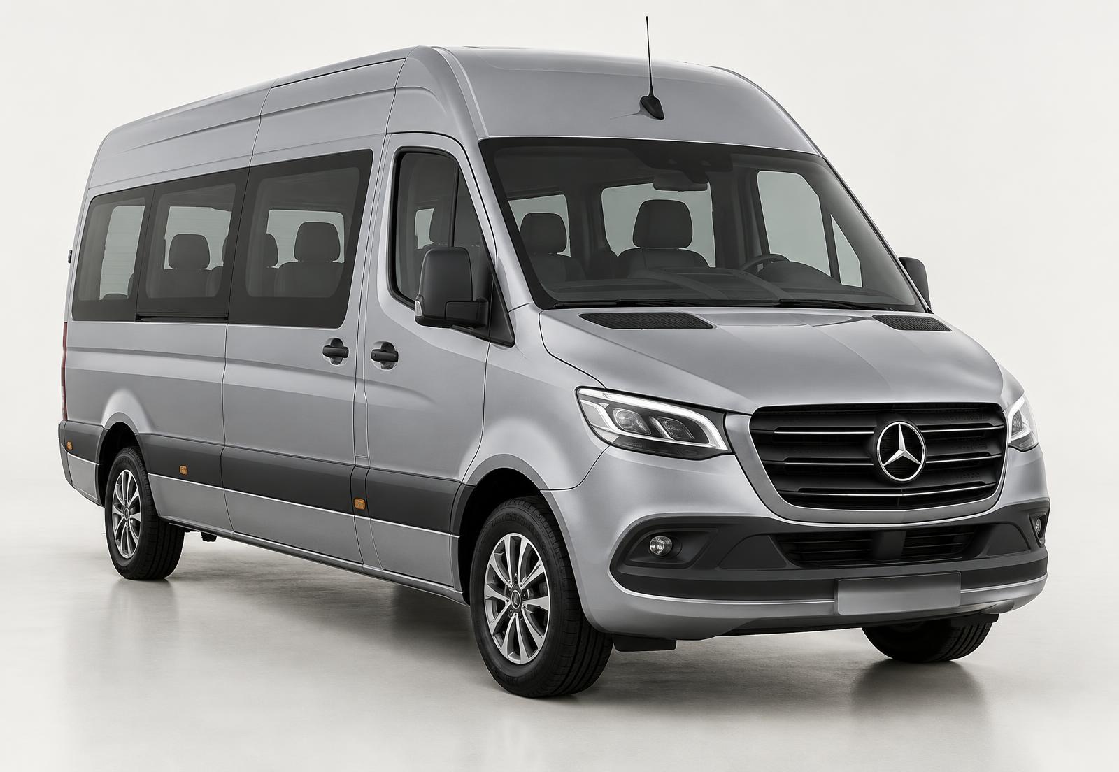 Mercedes-Benz Sprinter taxibus voor 8 personen, driekwart vooraanzicht